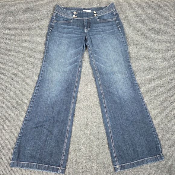 White House Black Market Denim - White House Black Market Blanc Trouser Leg Jeans Dark Wash Blue Size 8